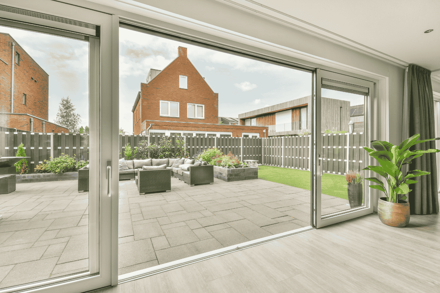 Sliding patio doors that enhance indoor-outdoor living spaces.